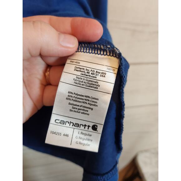 Carhartt Men's Blue Solid Relaxed Fit Quarter Zip Long Sleeve T-Shirt Size Large - Picture 4 of 6